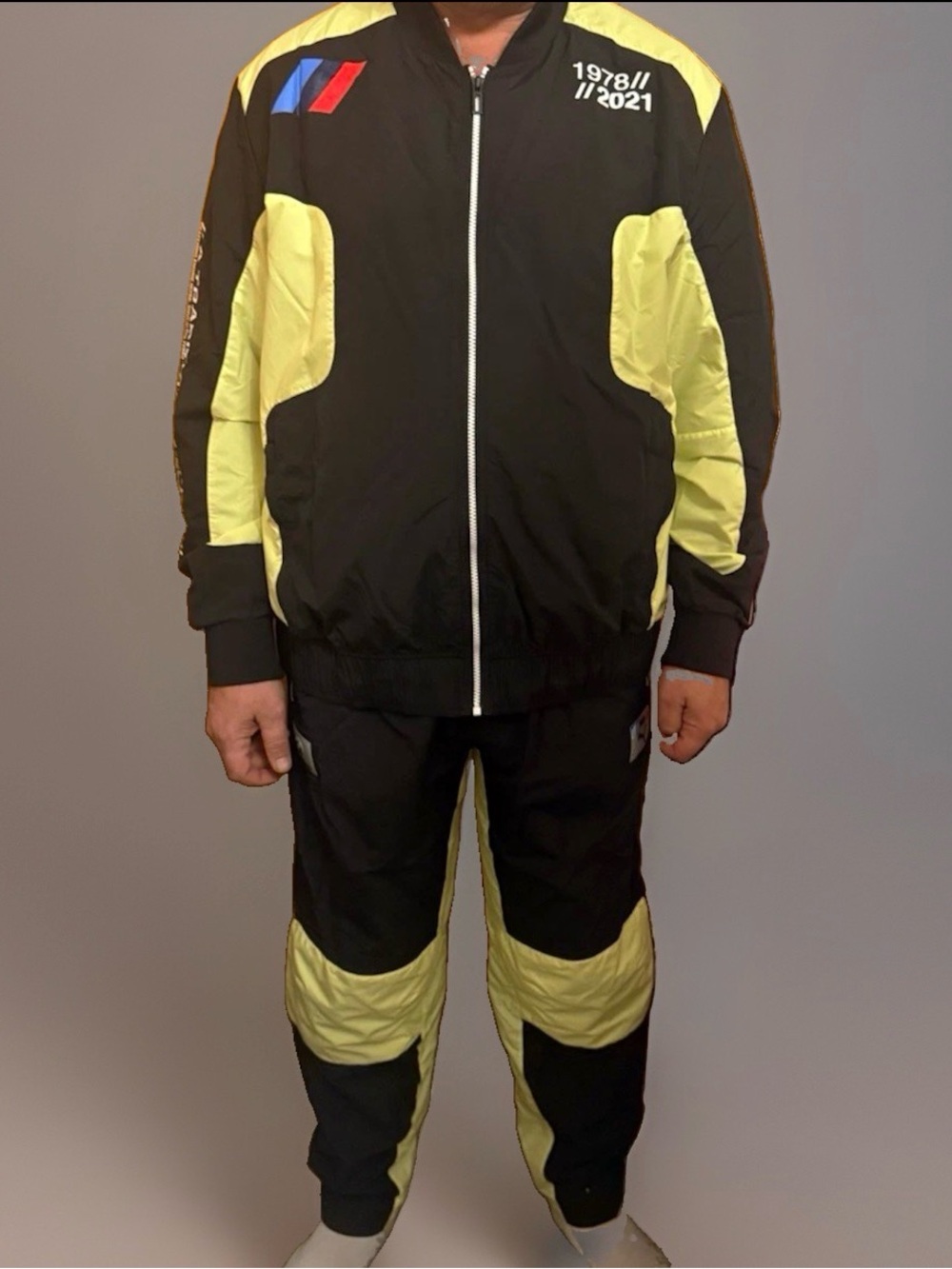 PUMA BMW M Motorsport 2XL Black/Yellow 2pc Tracksuit Jacket Pants Full Zip